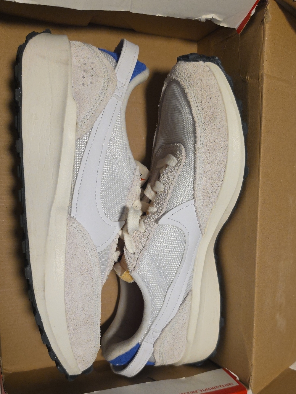 Womens Nike Waffle Debut Vintage-White Suede & Mesh Sneakers